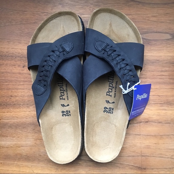Birkenstock Shoes - Black Birkenstock low profile Nubuck Slides